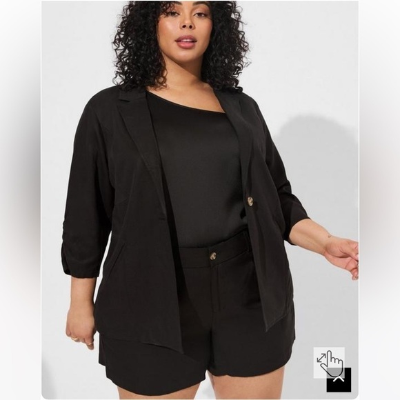 NWT Torrid Linen Blend 3/4 Ruched Sleeve Blazers Size 4 - Picture 1 of 7